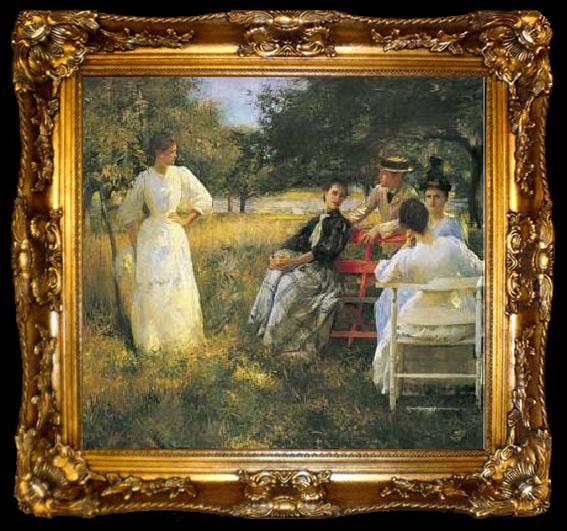 framed  Edmund Charles Tarbell In the Orchard, ta009-2